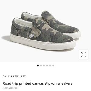 J.Crew Factory Roadtrip Canvas Slip-On Camo Shoes Green Gray Tan Sz 9.5